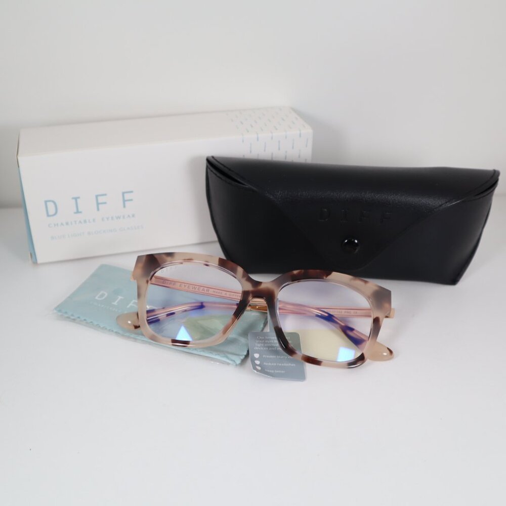 DIFF EYEWEAR BELLA XS CT-BB163 CREAM TORTOISE Blue Light Glasses 50-17-142mm